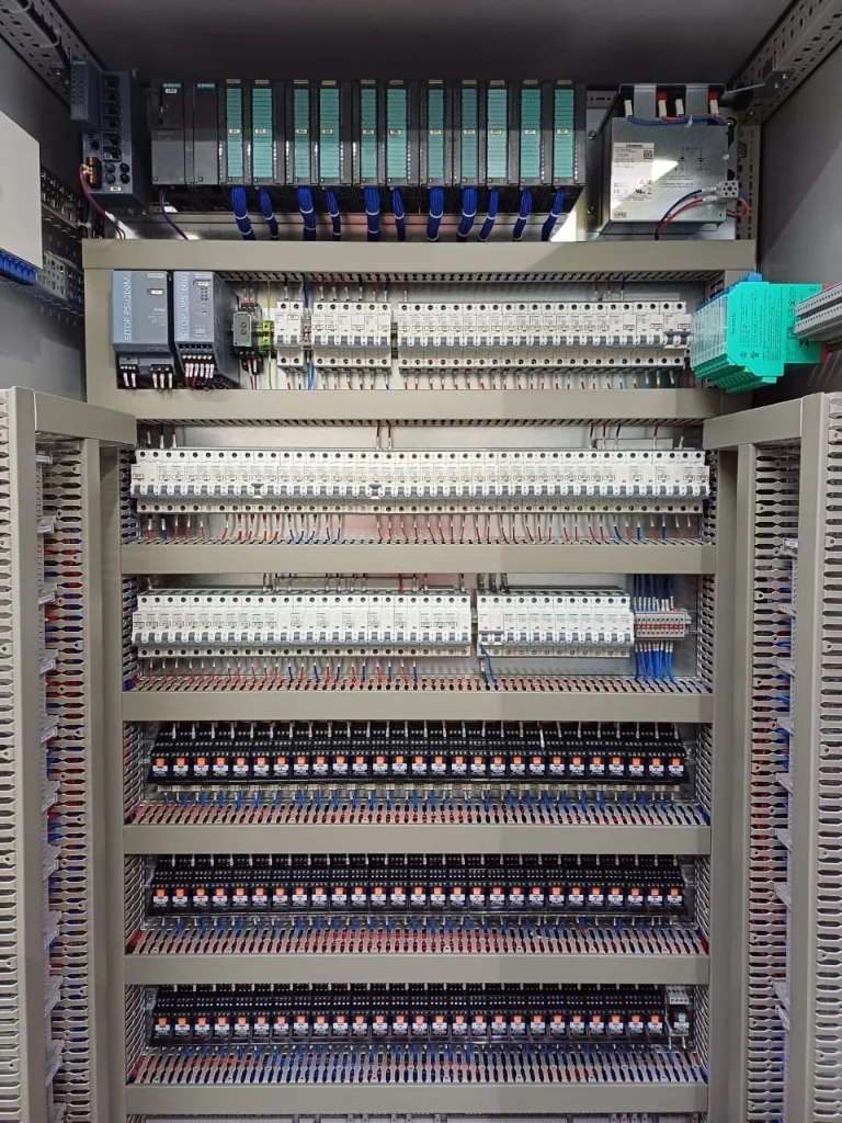 Automation cabinet with PLC modules
